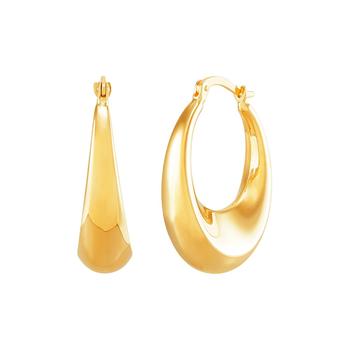 商品Macy's | Polished Graduated Curved Oval Hoop Earrings in 10K Yellow Gold,商家Macy's,价格¥2486图片