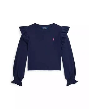 Ralph Lauren | Big Girls Ruffled Cotton-Modal Long-Sleeve Top,商家Macy's,价格¥236