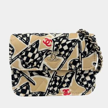 推荐Chanel Multi Cotton Leather Checkered Flag Print Flap CC Mini Shoulder Bag商品