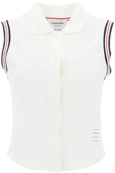 Thom Browne | Sleeveless polo shirt in testurized cotton商品图片,6折