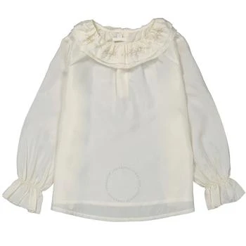 Bonpoint | Kids White Lait Jaya Ruffle-Trim Silk Blouse,商家Jomashop,价格¥591