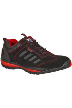 推荐Portwest Mens Steelite Lusum S1P HRO Suede Safety Shoes (Black/Red)商品