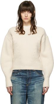White & Beige Merino Wool Sweater product img