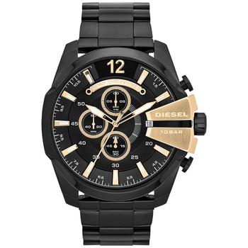 diesel手表北京, Diesel | Men's Chronograph Mega Chief Black Ion-Plated Stainless Steel Bracelet Watch 51x59mm DZ4338商品图片 