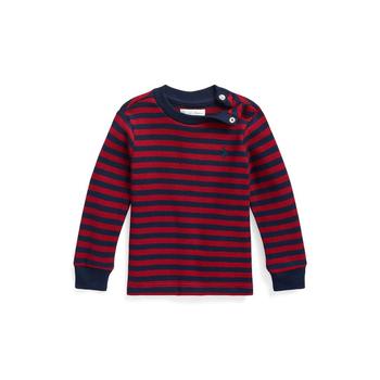 商品Ralph Lauren | Baby Boys Striped Waffle Cotton Long Sleeve T-shirt,商家Macy's,价格¥176图片