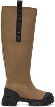 Ganni | Brown Recycled Rubber Country Tall Boots商品图片,