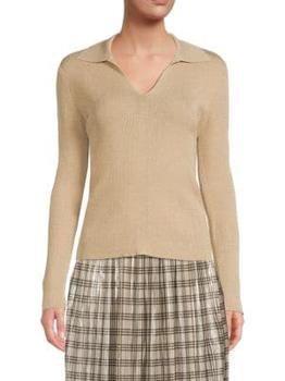 Calvin Klein | Metallic Polo Sweater商品图片,6.2折, 满$150享7.5折, 满折
