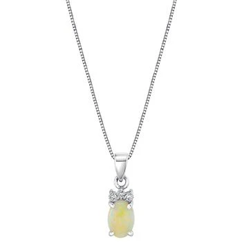 Macy's | Opal (1/2 ct. t.w.) & Diamond Accent Oval 18" Pendant Necklace in 14k White Gold 3.5折