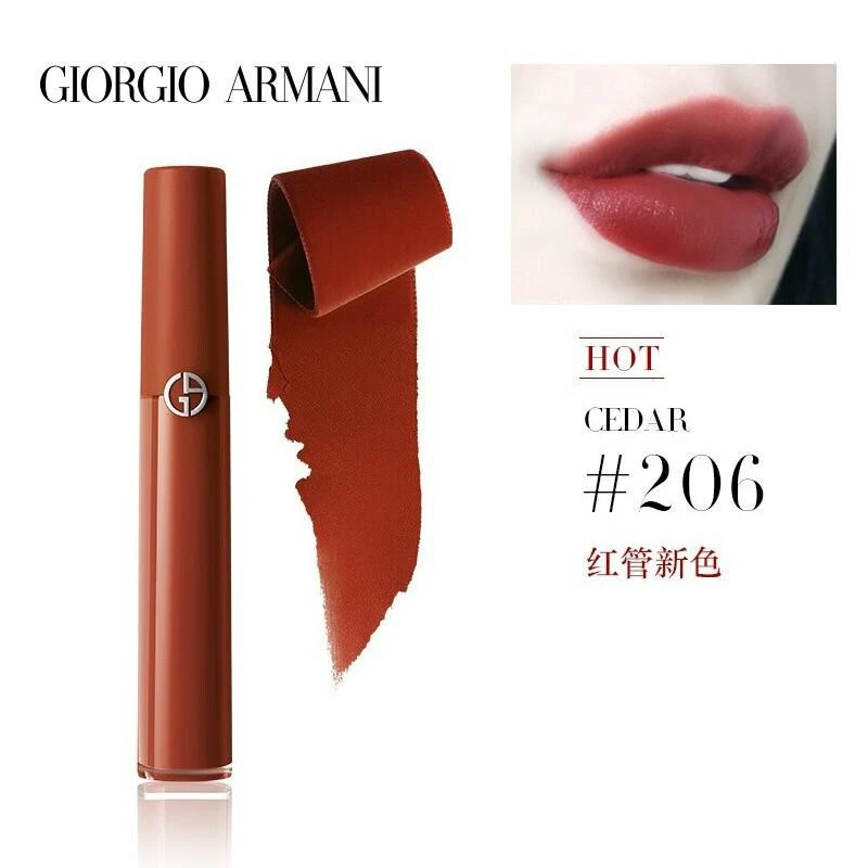 【包邮装】ARMANI/阿玛尼 臻致丝绒红管唇釉 #206 6.5ml（普通版限量版随机发货）