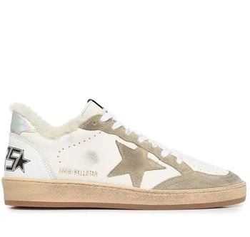 推荐Ladies White /Taupe /Silver Shearling Star-patch Sneakers商品