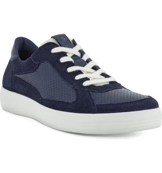 ecco男鞋高帮鞋, ECCO | Soft Classic Perforated Leather Sneaker商品图片 8折