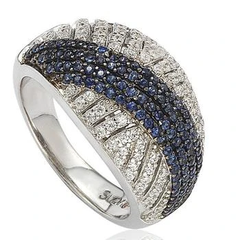 Suzy Levian | Suzy Levian Sterling Silver Created Blue Sapphire Pave Crossover Ring,商家Premium Outlets,价格¥563