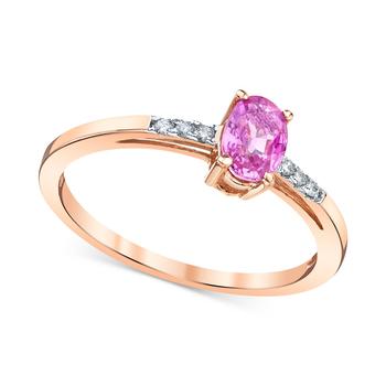 商品Pink Sapphire (5/8 ct. t.w.) & Diamond (1/20 ct. t.w.) Ring in 14k Rose Gold图片