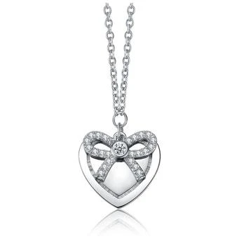Rachel Glauber | White Gold Plated Bow Tie on Heart Shaped Pendant Necklace,商家Premium Outlets,价格¥464