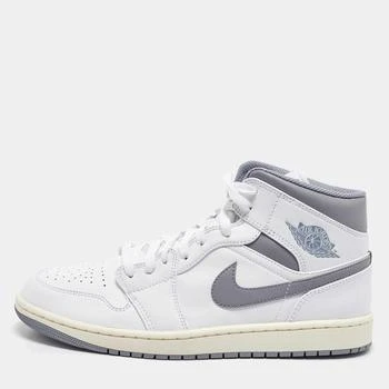 推荐Air Jordans White/Grey Leather Jordan 1Mid Neutral Grey Sneakers Size 45商品