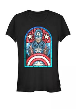 Marvel | Captain America Avengers Stained Glass Memorial Short Sleeve Graphic T-Shirt商品图片,