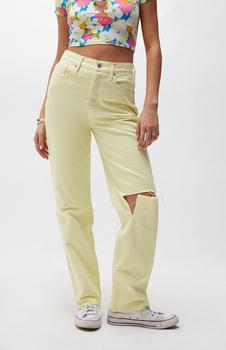 PacSun | Eco Yellow Distressed Dad Jeans商品图片,4.9折