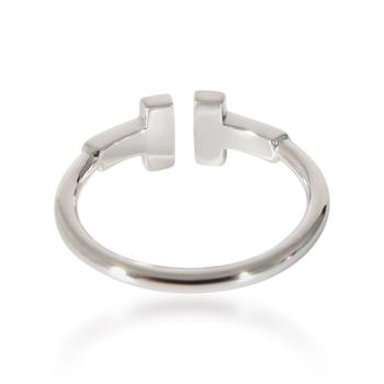 商品Pre-Owned Tiffany & Co. Tiffany T Ring in 18K White Gold 0.13 CTW图片
