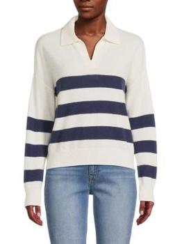 Saks Fifth Avenue | Johnny Collar Striped Cashmere Polo商品图片,6.9折