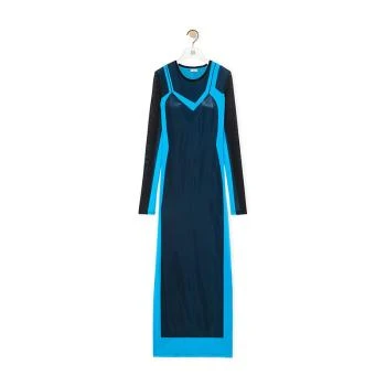 推荐【预售3-7天】罗意威23新款 女黑色蓝色半透明网布聚酰抹胸连衣裙S359Y09XBE-1105商品