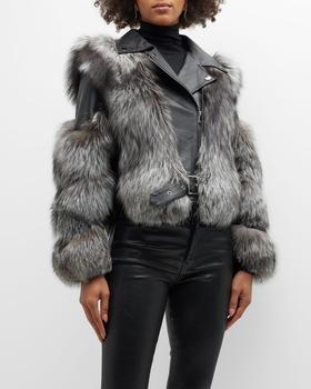 推荐Fox Fur & Leather Moto Jacket商品