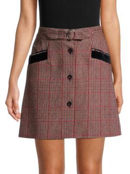 推荐Embellished Houndstooth & Check A-Line Skirt商品