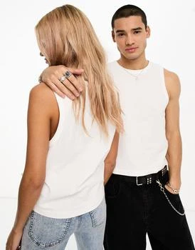 推荐Calvin Klein Jeans Unisex cropped seaming vest in white - exclusive to ASOS商品