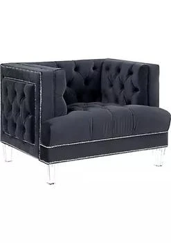 Duna Range | Velvet Upholstered Chair, with Tufted Details and Acrylic Legs, Black,商家Belk,价格¥5267