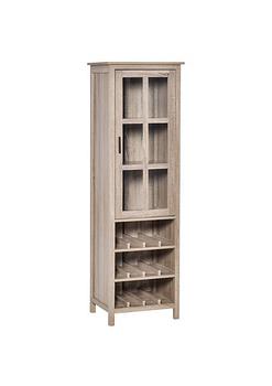 商品Tall Wine Cabinet Bar Display Cupboard with Glass Door and 3 Storage Compartment for Living Room Home Bar Dining Room Grey Oak,商家Belk,价格¥1592图片