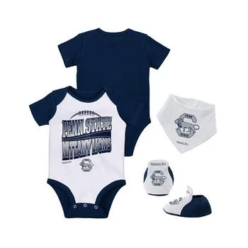Mitchell & Ness | Baby Boys and Girls Navy, White Penn State Nittany Lions 3-Pack Bodysuit, Bib and Bootie Set,商家Macy's,价格¥335