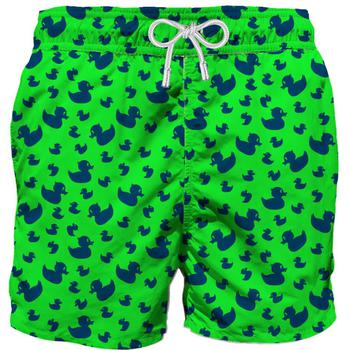 商品Mc2 Saint Barth | MC2 Saint Barth Floked Duckies Print On Fluo Green Background Swim Shorts,商家Italist,价格¥1048图片