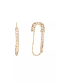 商品Safety Pin Crystal Dangle Earrings Yellow Gold Plated Brass,商家Belk,价格¥176图片