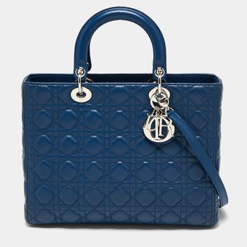 迪奥托特包, [二手商品] Dior | Dior Blue Leather Large Lady Dior Tote商品图片 3.5折