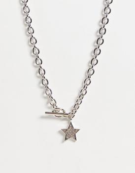 Reclaimed Vintage | Reclaimed Vintage inspired unisex Y2K necklace with star in silver商品图片,8.5折×额外9.5折, 额外九五折