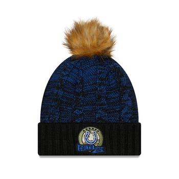 推荐Women's Black, Blue Indianapolis Colts 2022 Salute To Service Pom Knit Hat商品