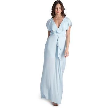 BCBG | BCBGMAXAZRIA Evette Women’s Ruffled Chiffon V-Neck Gown with Front Slit,商家BHFO,价格¥196