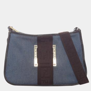 芬迪女包腰包, [二手商品] Fendi | Fendi Blue Denim Borsa Tape Messenger Bag商品图片 9折