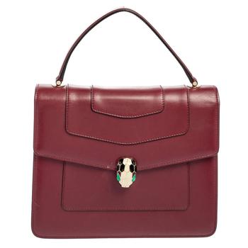 加拿大bvlgari包, [二手商品] BVLGARI | Bvlgari Burgundy Leather Serpenti Forever Top Handle Bag商品图片 5折, 满1件减$100, 满减