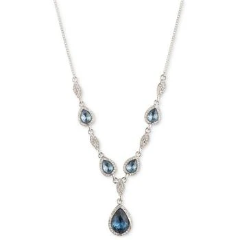 Givenchy | Silver-Tone Denim Halo Crystal Lariat Necklace, 16" + 3" extender 5折×额外8折, 额外八折