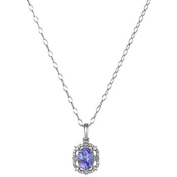 商品Tanzanite (3/4 ct. t.w.) & Diamond (1/10 ct. t.w.) Halo 18" Pendant Necklace in 14k White Gold,商家Macy's,价格¥5840图片