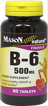 商品Mason Naturals | Vitamin B-6 500 mg 60 Tablets,商家Puritan's Pride,价格¥61图片