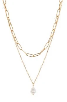 Nordstrom | Waterproof Freshwater Pearl Pendant Layered Necklace,商家Nordstrom Rack,价格¥55