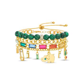 Kensie是什么牌子, Kensie | Mixed Chain Elephant Star Rainbow Charm Beaded Bracelet Set商品图片 