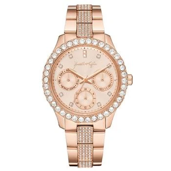 KENDALL & KYLIE | Women's Classic Rose Gold Tone Crystal Bezel Stainless Steel Strap Analog Watch 