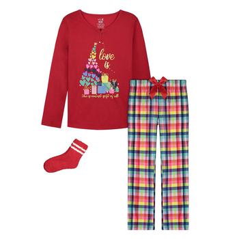 商品Max & Olivia | Big Girls 3 Piece Holiday Top, Pajama and Socks Set,商家Macy's,价格¥151图片
