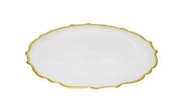 Alabaster White Dinner Plates with Gold Trim, Set of 4
