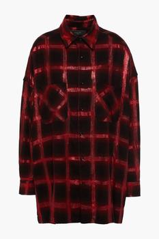 amiri衬衫, AMIRI | Glittered checked cotton-flannel shirt商品图片 4.4折