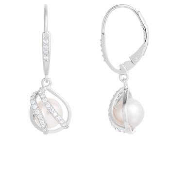 Splendid Pearls | Sterling Silver Leverback 7-7.5mm Freshwater Pearl Earrings商品图片,1.9折×额外8折, 额外八折