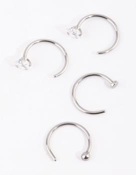 商品Lovisa | Surgical Steel Rhodium Martini Set Dia 4 Pack Nose Ring,商家Premium Outlets,价格¥116图片
