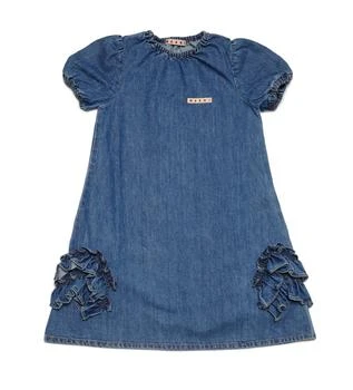 Marni | Marni Kids Ruffle Detailed Short-Sleeved Denim Dress 7.6折